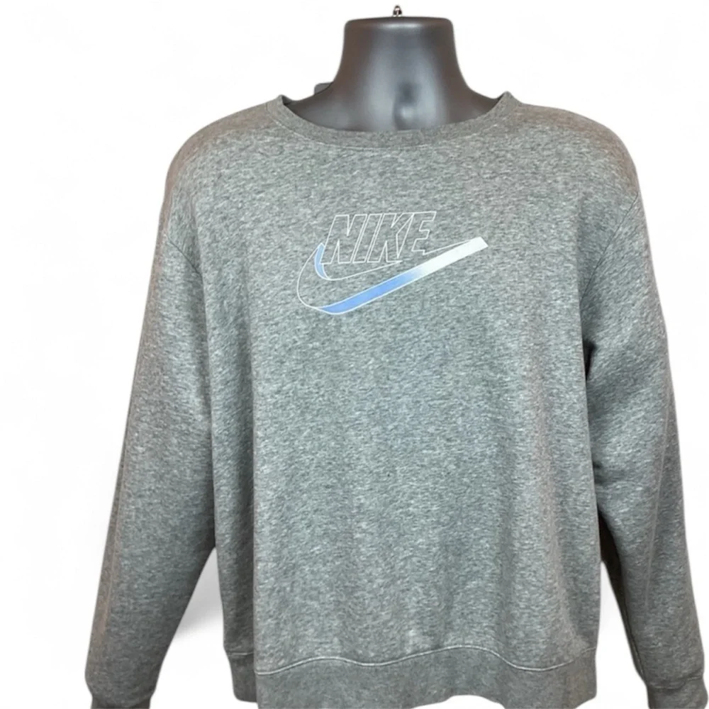 NIKE Gradient Swoosh Crew Neck Sweatshirt Grey/Blue XS